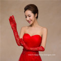 Mode appliques en dentelle rouge long-complet de haute qualité des gants de dentelle de mariage